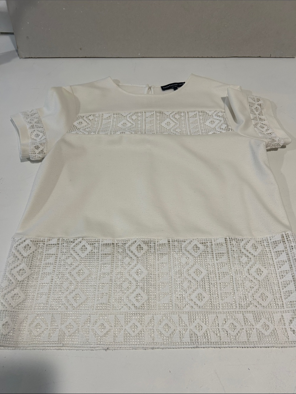 Generation Love White Lace Inset Short Sleeve Tunic